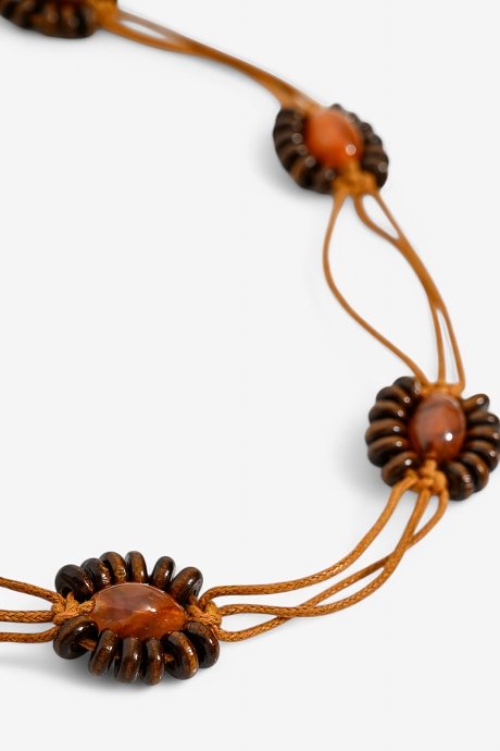 Boho cord belt with wood beads