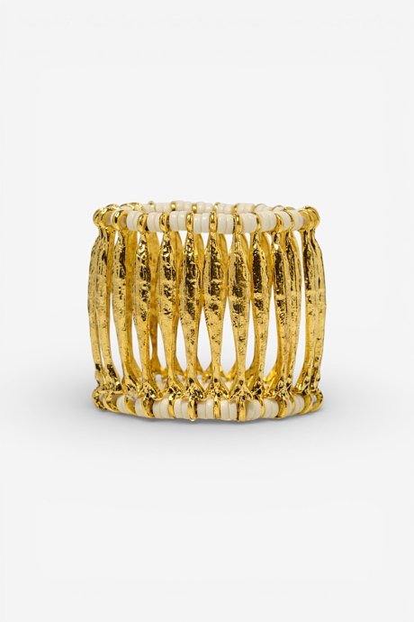 Elastic gold effect bracelet with decorative details
