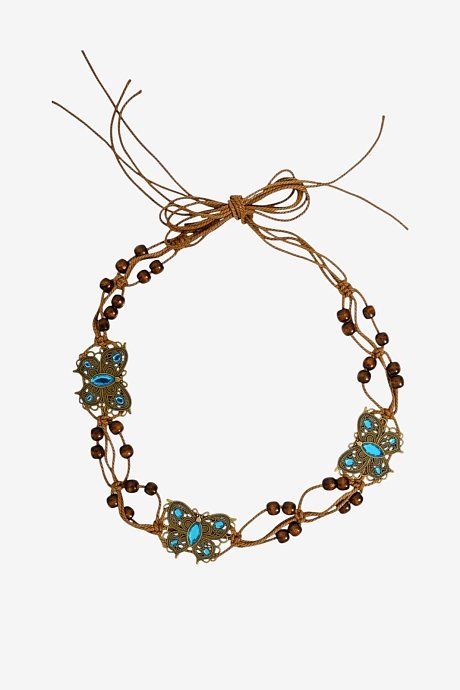 Boho cord belt with butterfly charms