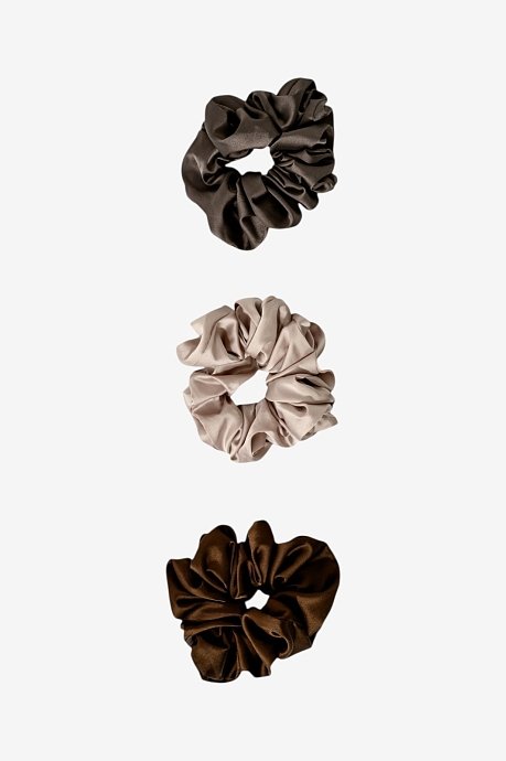 Σετ 3 scrunchies λαστιχάκια μαλλιών με σατινέ υφή