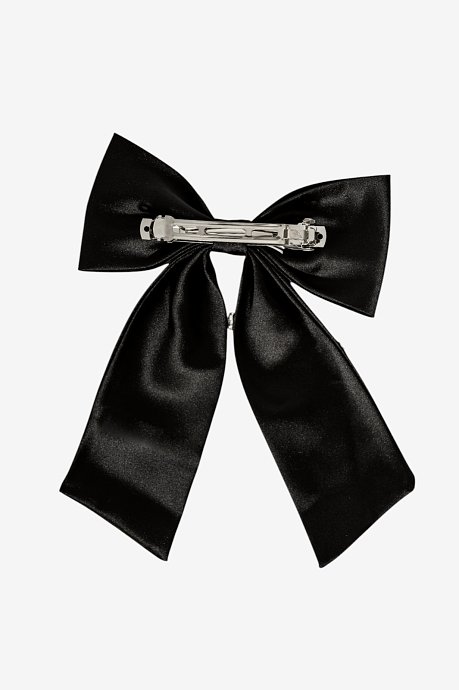 Bow shaped hair clip with satin effect and strass