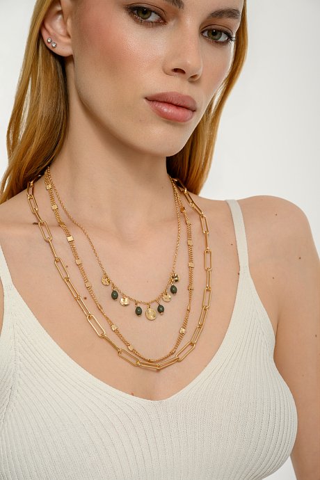 Chain necklace set with decorative charms