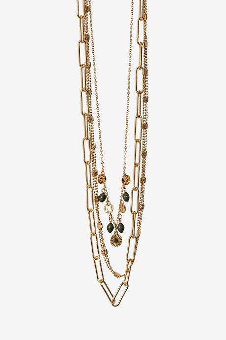 Chain necklace set with decorative charms