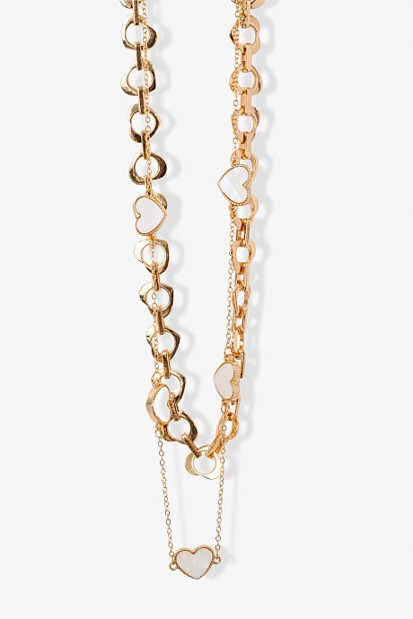 Set of necklace chains with heart charms