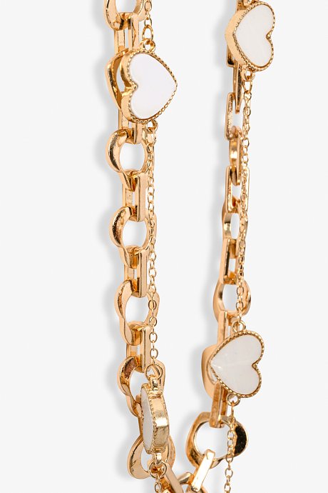 Set of necklace chains with heart charms