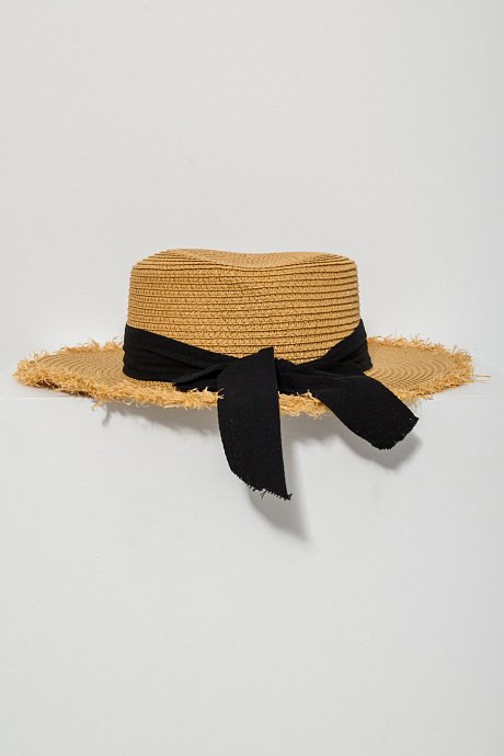 Straw hat with tying