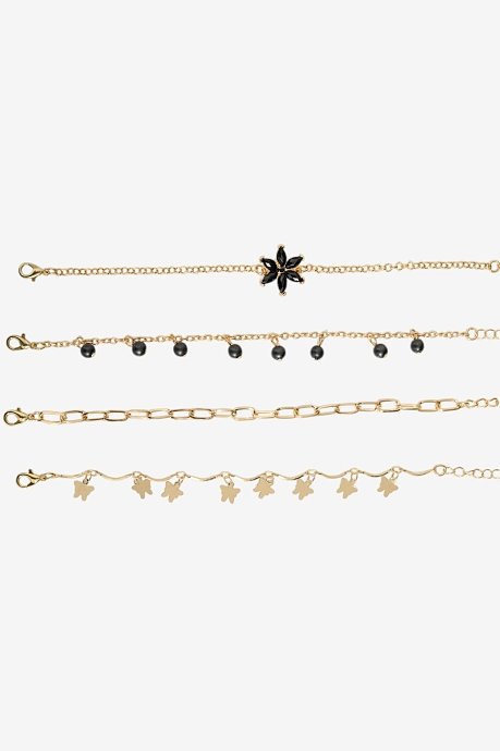 Set of chain bracelets with gold effect