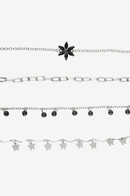 Set of chain bracelets with gold effect