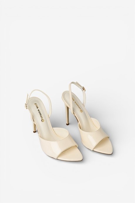Patent leather slingback peep-toe heels