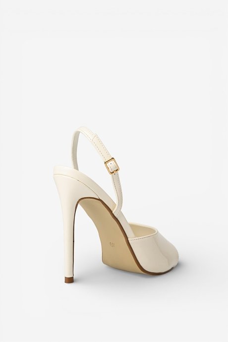 Patent leather slingback peep-toe heels