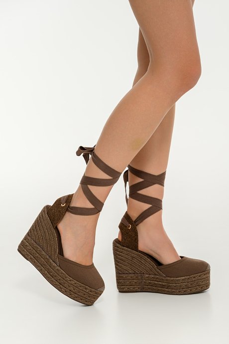 Lace-up platform wedge espadrilles