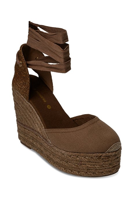 Lace-up platform wedge espadrilles