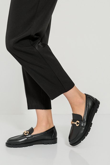 Loafers with leather effect and detail