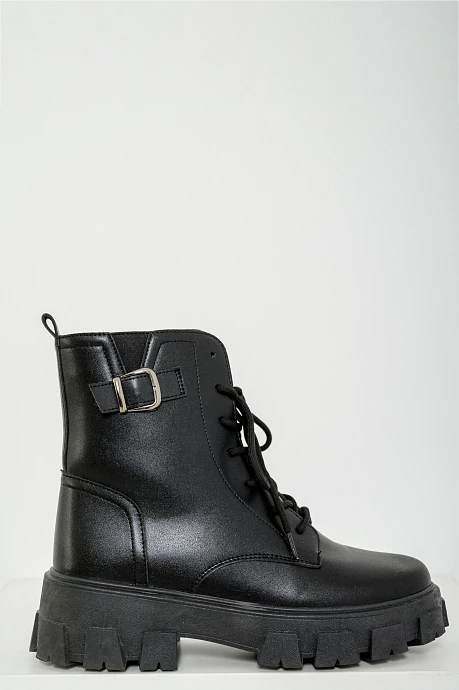 Leather look boots with buckle