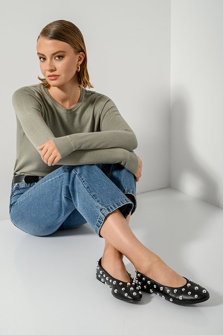 Ballet flats in leather effect with studs