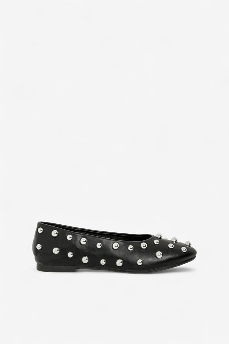 Ballet flats in leather effect with studs