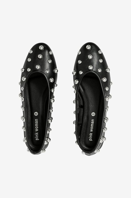 Ballet flats in leather effect with studs